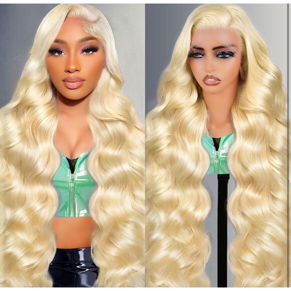 Blonde Wavy Lace Front Wig 613 13x6 Lace Front Wig Human Hair 28 Inch